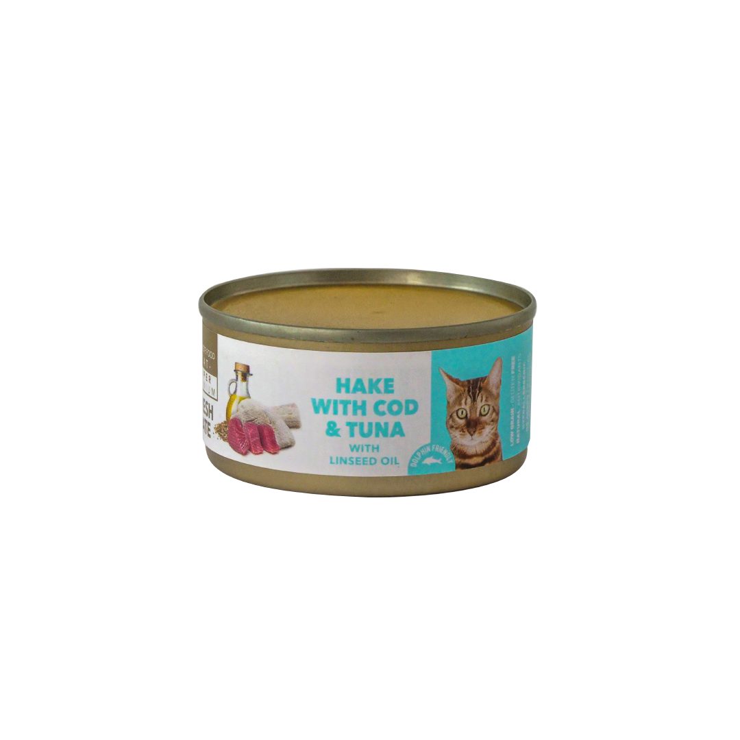 5GA80002 (1) AMITY HAKE WITH COD AND TUNA STERILIZED CAT WET FOOD 80 GR - Imagen 1