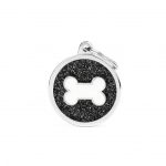 MY FAMILY BLACK BIG GLITTER CIRCLE WHITE BONE