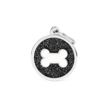 MY FAMILY BLACK BIG GLITTER CIRCLE WHITE BONE