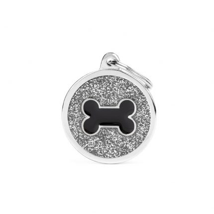 MY FAMILY GREY BIG GLITTER CIRCLE BLACK BONE