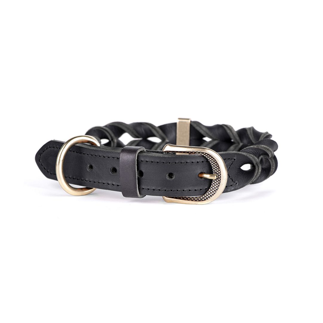 MF1290 (1) MF COLLAR ASCOT, CUERO TRENZADO NEGRO, 42/55-2,8 cm / LG - Imagen 1