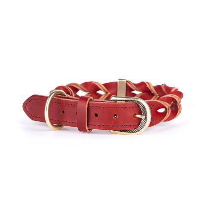 MF COLLAR ASCOT, CUERO TRENZADO ROJO, 42/55-2,8 cm / LG