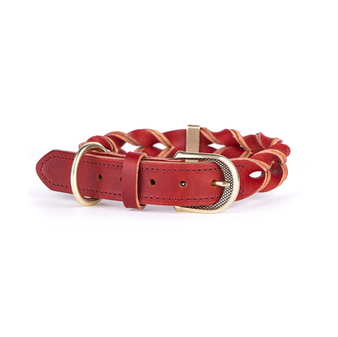 MF1296 (1) MF COLLAR ASCOT, CUERO TRENZADO ROJO, 42/55-2,8 cm / LG - Imagen 1